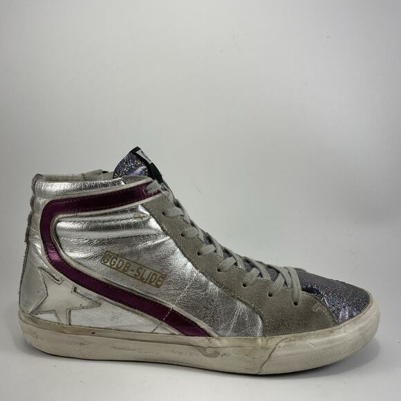 Golden Goose Shoes - Golden Goose Silver and Purple Sneakers